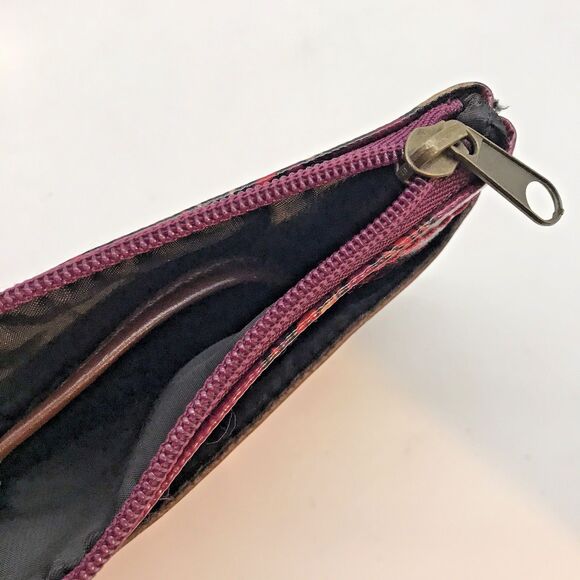 Mudd Magenta Peace Sign Wristlet with Key Fob Pockets Zip Top Mini Purse Bag - Picture 10 of 10